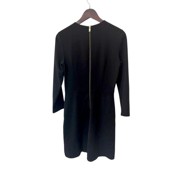 & Other Stories Box Pleat Black Sheath Dress Exposed Zipper Size 6 Long Sleeve - Picture 3 of 6